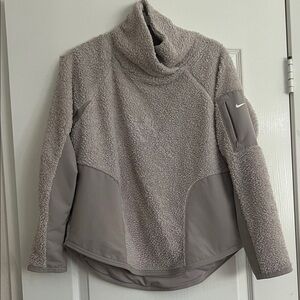 Nike Women's Mauve Sherpa Funnel Neck Pullover with Stretch Panels M